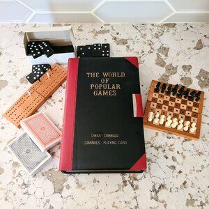 Vintage Multi Games Set "The World Of Popular Games" Travel Book Games Set